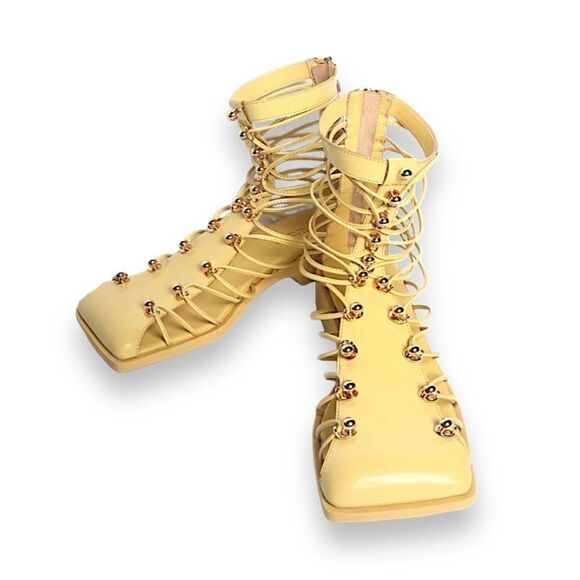 VHNY Vivienne Hu Lemon Studded Leather Straps Ankle Boots 7 - Picture 14 of 16